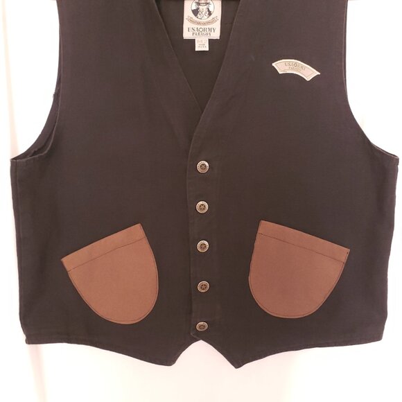 USA Army Paragon Military Black Button Down V Neck Pockets Demin Vest Medium - Picture 9 of 16